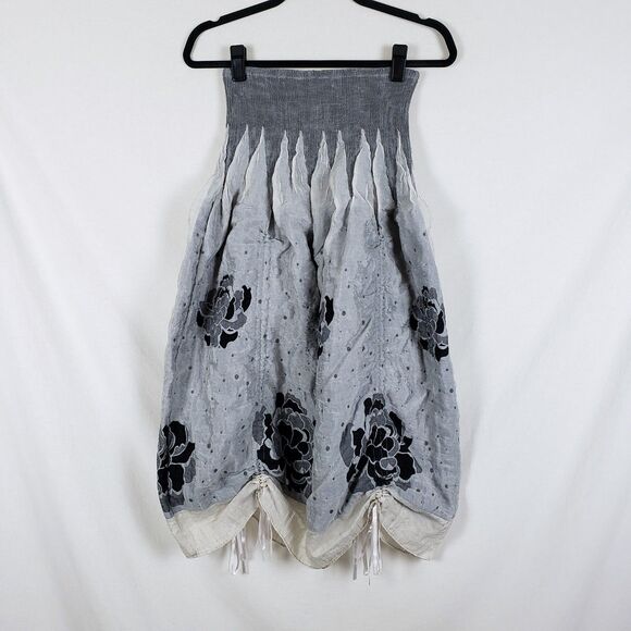 Fairy Smocked Bubble Hem Dress Convertible Womens One-Size Gray Cinching - Picture 7 of 11